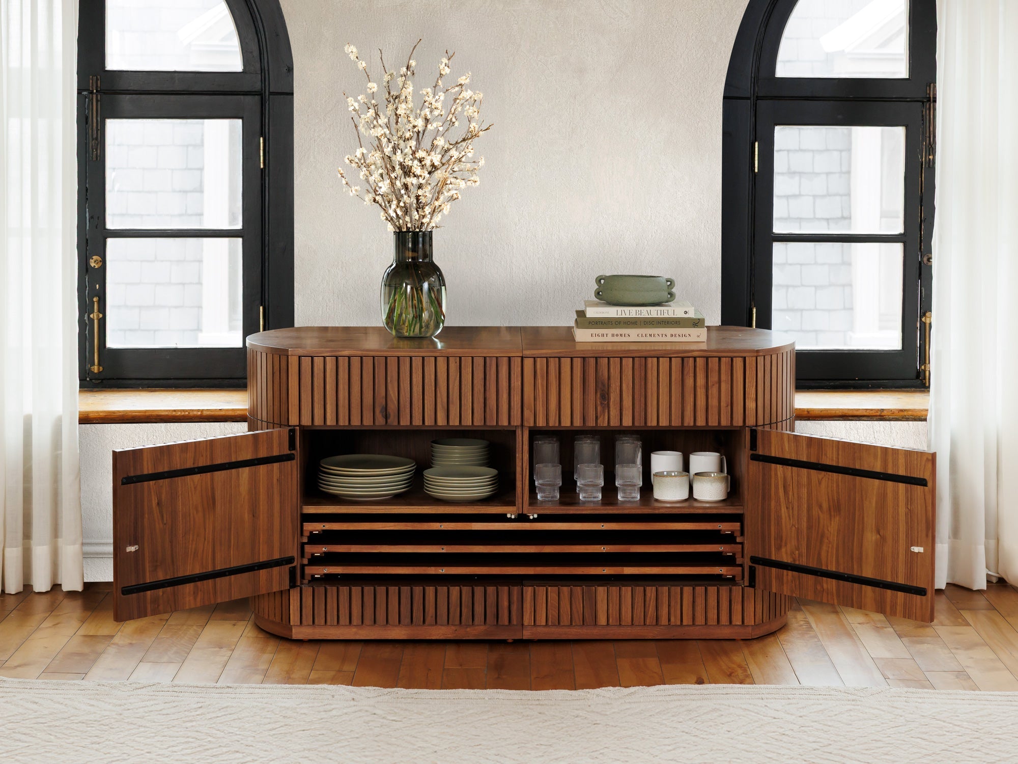 Wooden Sideboard with Storage - Round Sideboard | TT GCC