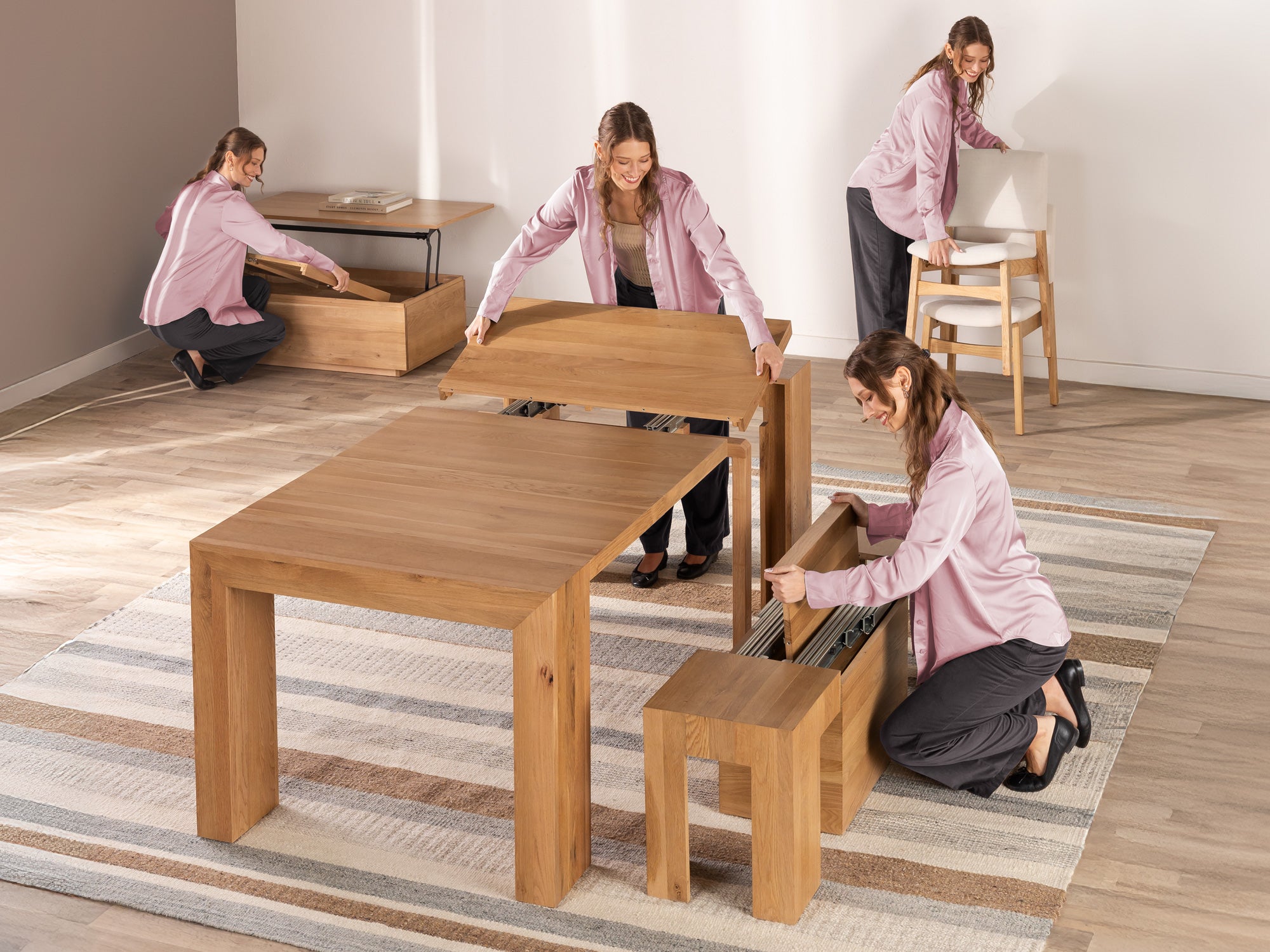 Extendable Dining Table with Two Extendable Benches | TT GCC
